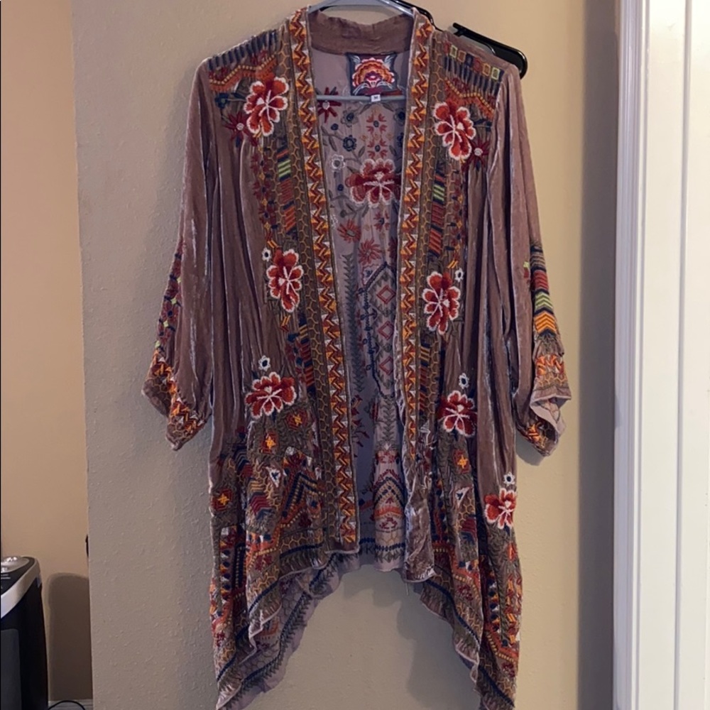 Johnny Was velvet embroidered kimono